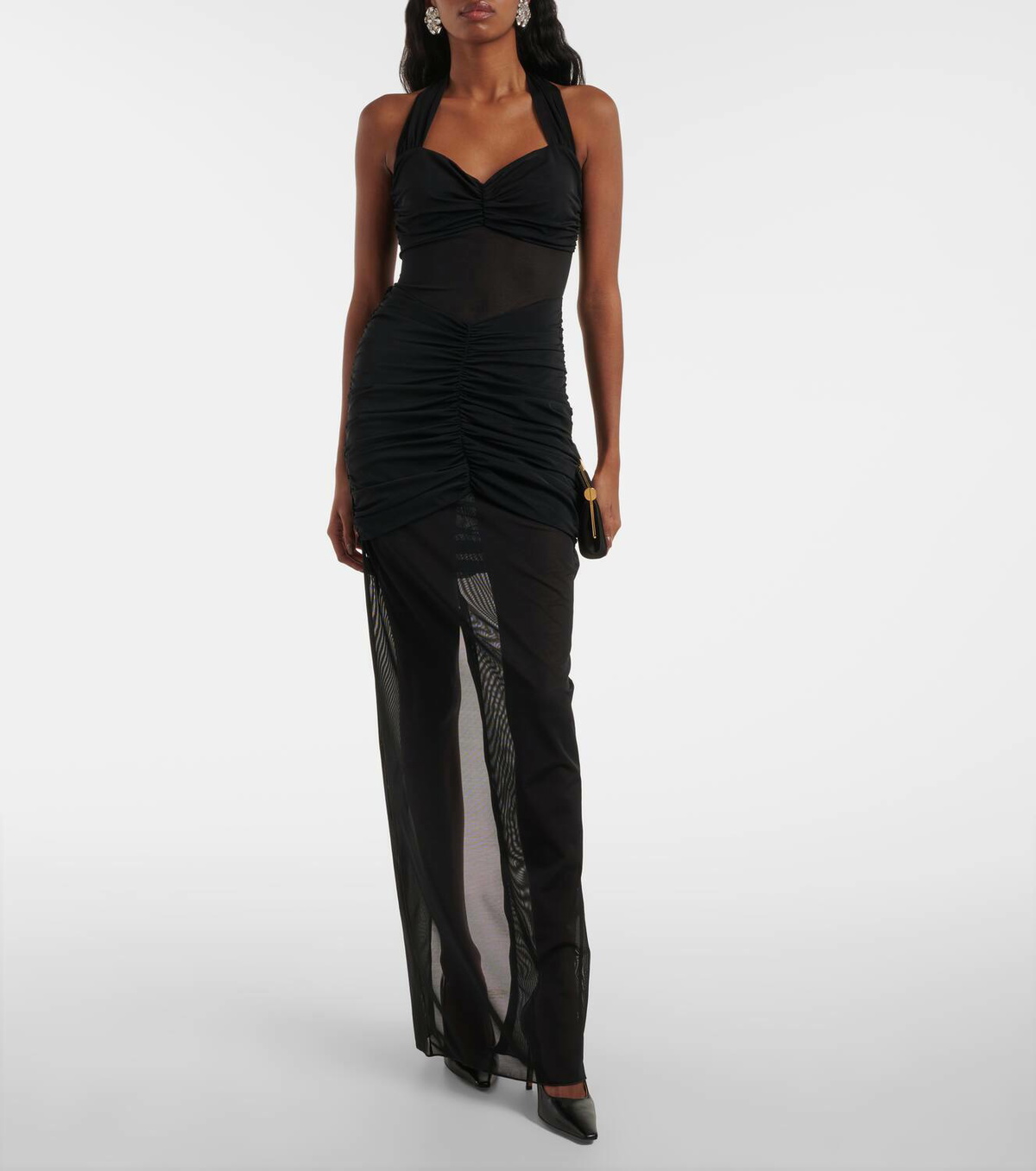 knee length dresses for ladies Moda Glam Mirage Sheer Ruched Dress
