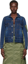 sacai Blue Nylon Twill Denim Jacket