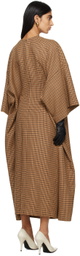 Marie Adam-Leenaerdt Brown Houndstooth Maxi Dress
