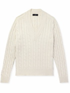 Dunhill - Cable-Knit Cotton and Cashmere-Blend Sweater - Neutrals