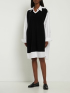 MAISON MARGIELA - Cotton Poplin & Knit Mini Shirt Dress