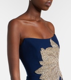 Costarellos Fara crystal-embellished crêpe gown