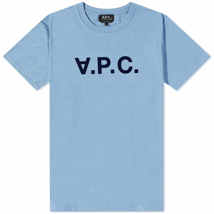 Photo: A.P.C. Men's A.P.C Vpc Logo T-Shirt in Steel Blue