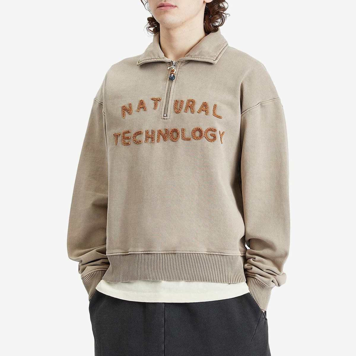 Story mfg. Men's Geo Quarter Zip Pullover Sweat in Oak Story Mfg.