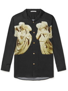 Acne Studios - Sandimono Camp-Collar Printed Embroidered Satin Shirt - Black