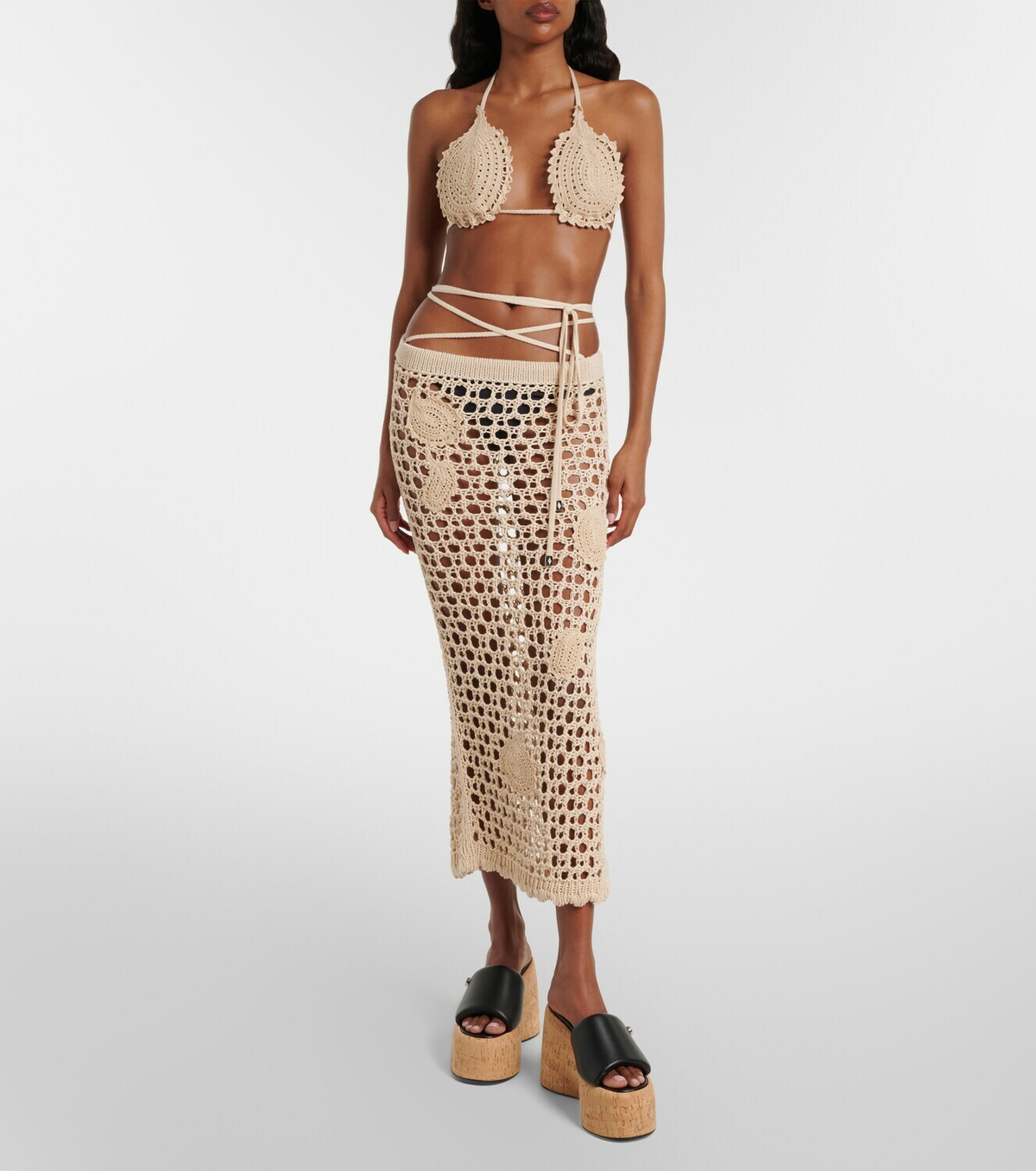 The Attico Crochet cotton bikini top