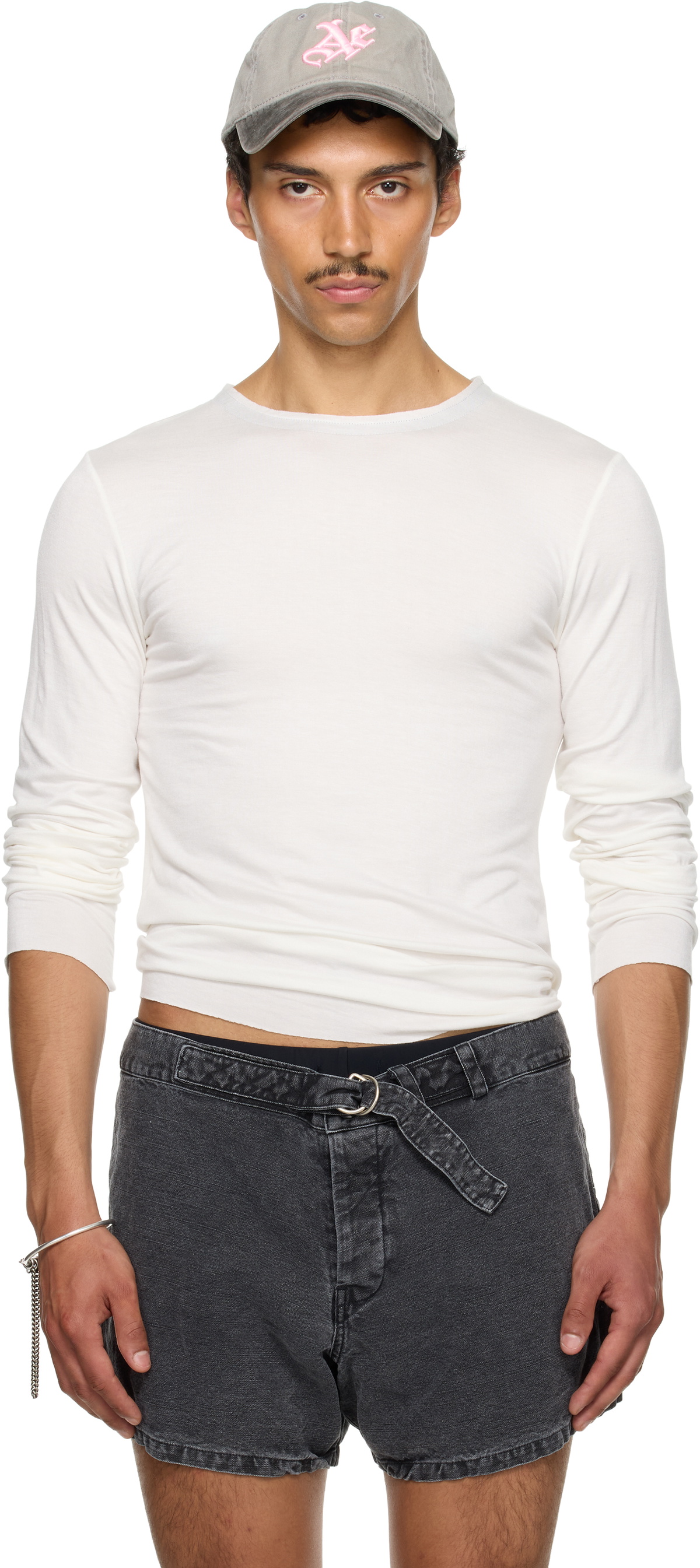 【関税込み】AARON ESH ブラック Satin Trim 長袖Tシャツ AARON ESH Black Satin Trim Long Sleeve T-shirt Aaron Esh