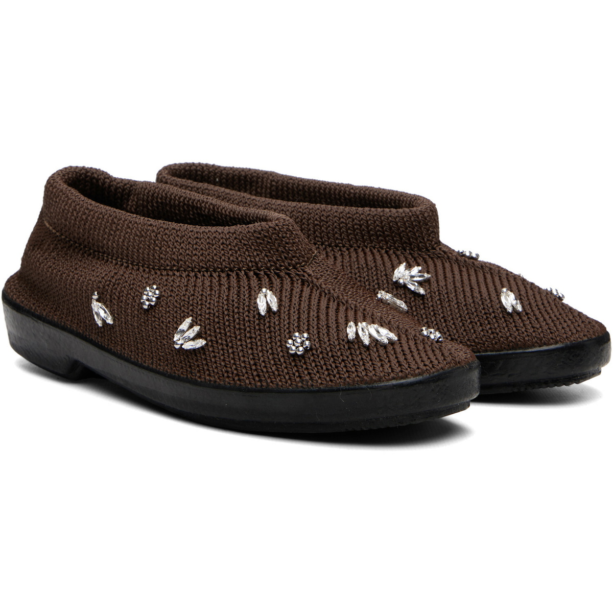 RESCHA SSENSE Exclusive Brown Jewel Slip-on Loafers