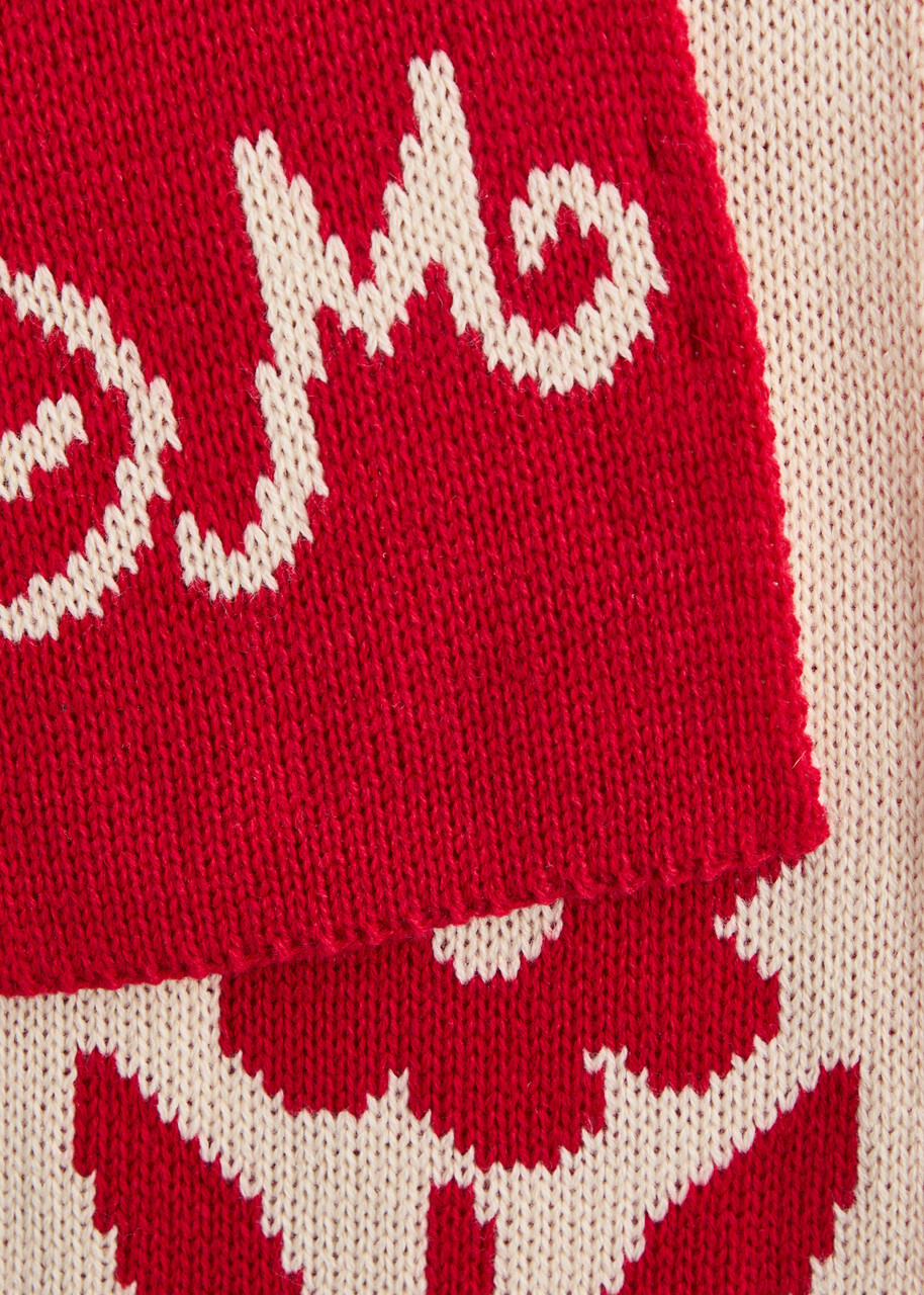 Damson Madder Logo-intarsia Knitted Scarf - Red - One Size