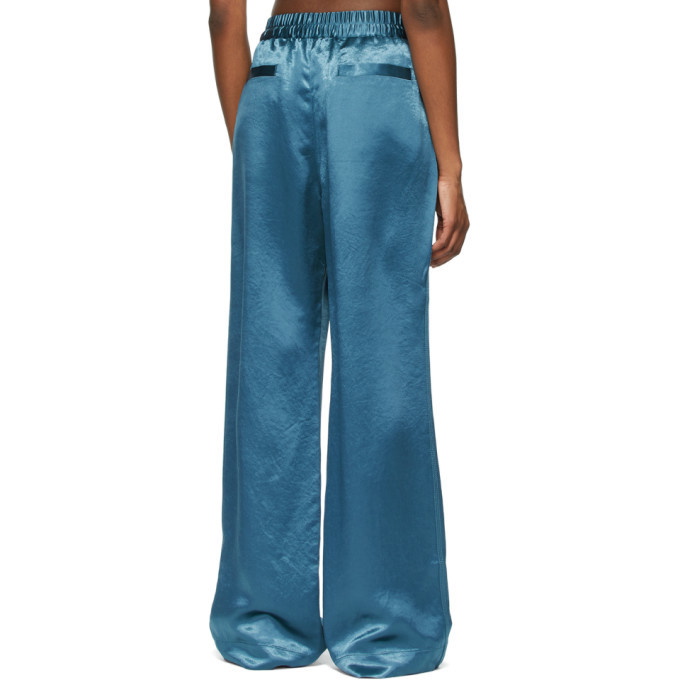 Stradivarius satin trousers in blue - ShopStyle