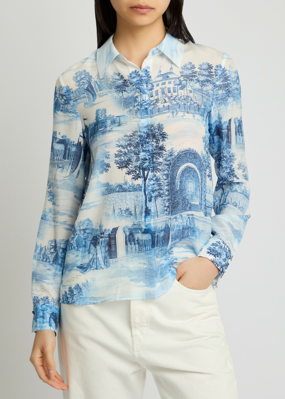 Alice And Olivia Willa Printed Silk Shirt
