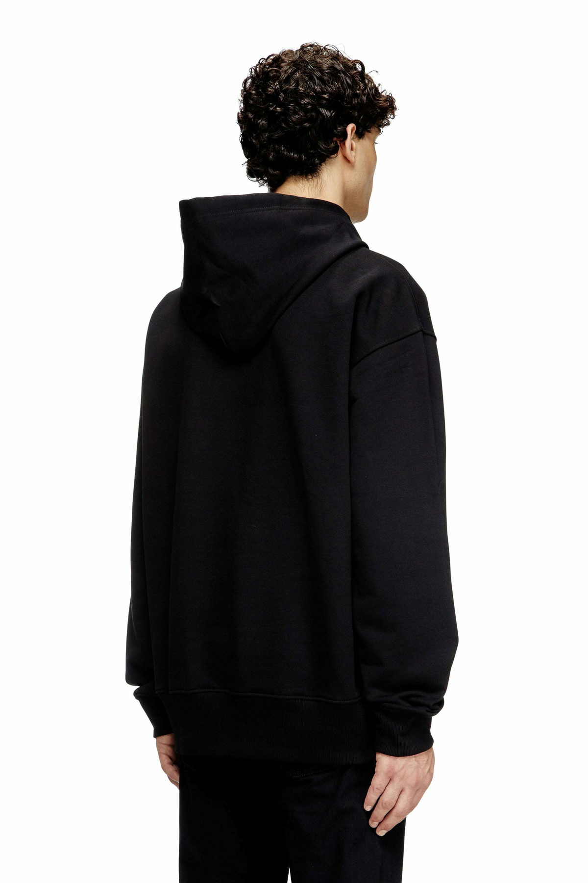 Diesel Oversized hoodie with metallic logo - Sweaters Mens in Black