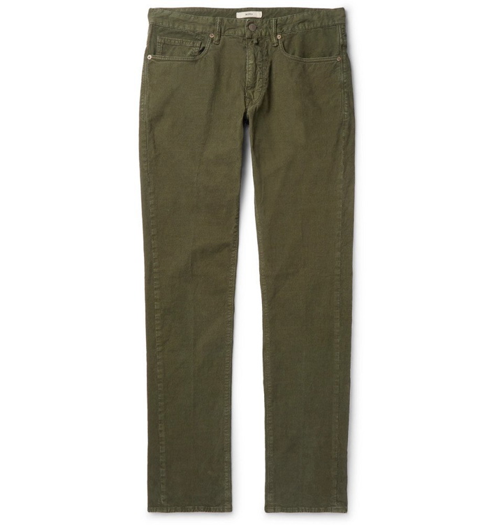 Photo: Incotex - Slim-Fit Stretch-Cotton Corduroy Trousers - Men - Green