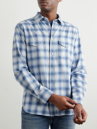 TOM FORD - Checked Cotton-Blend Western Shirt - Blue