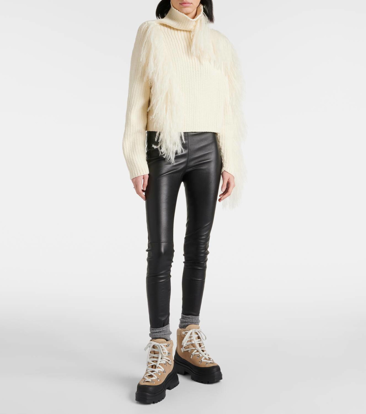 Cordova Ploma shearling-trimmed wool sweater