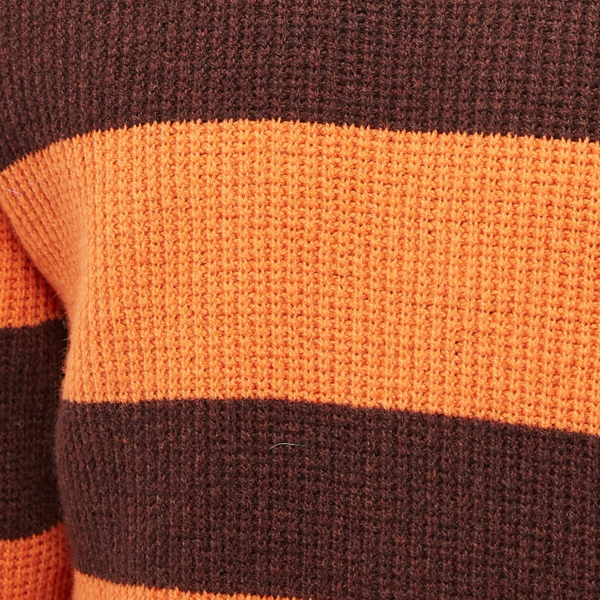 Country Of Origin Men's Stepped Stripe Crew Knit in Raisin/Mushroom/Turmeric