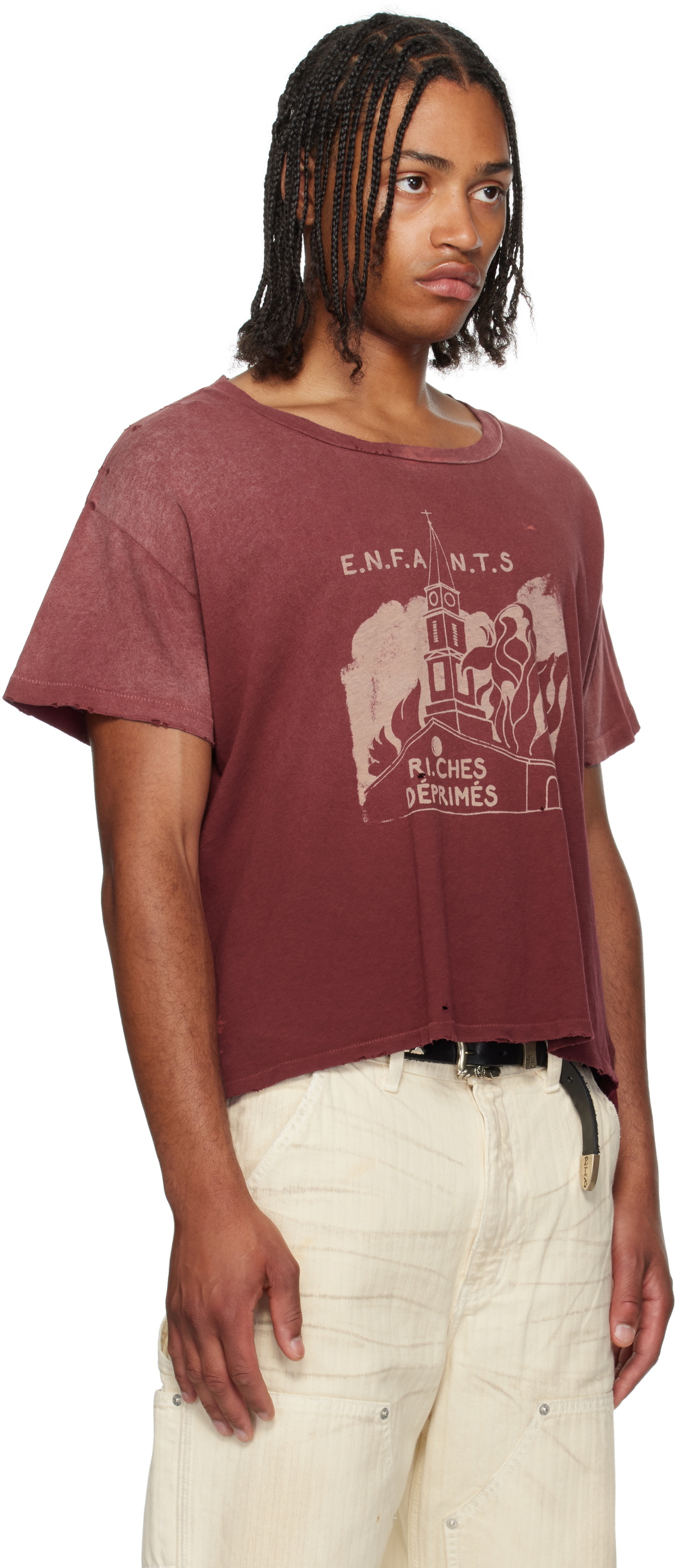 enfants riches deprimes burning tシャツ Burning Church T-Shirt in Dark Scarlet – SVRN