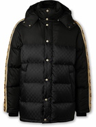 GUCCI - Logo-Jacquard Webbing-Trimmed Quilted Shell Hooded Down Jacket - Black