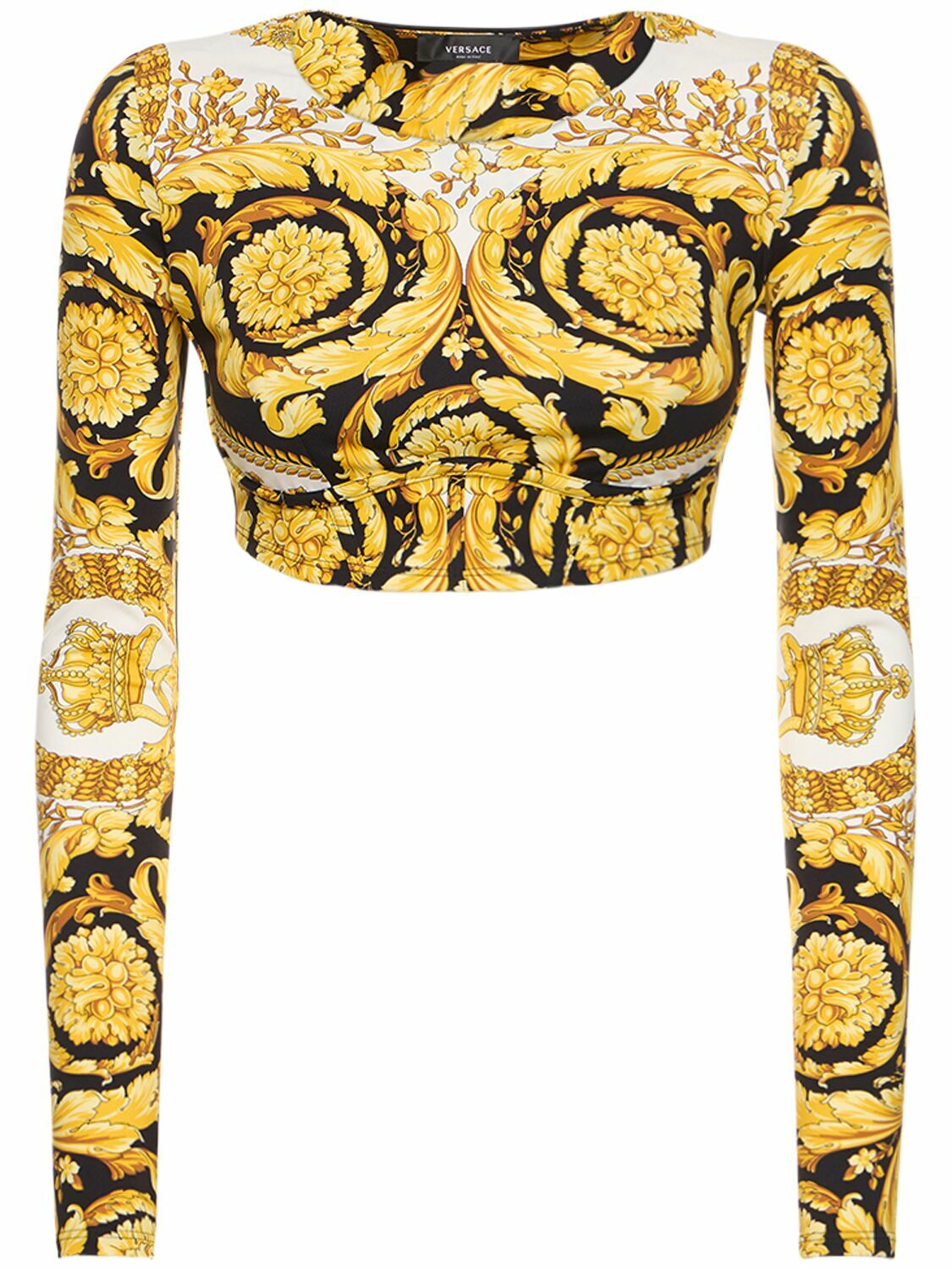 VERSACE - Barocco Printed Jersey Crop Top