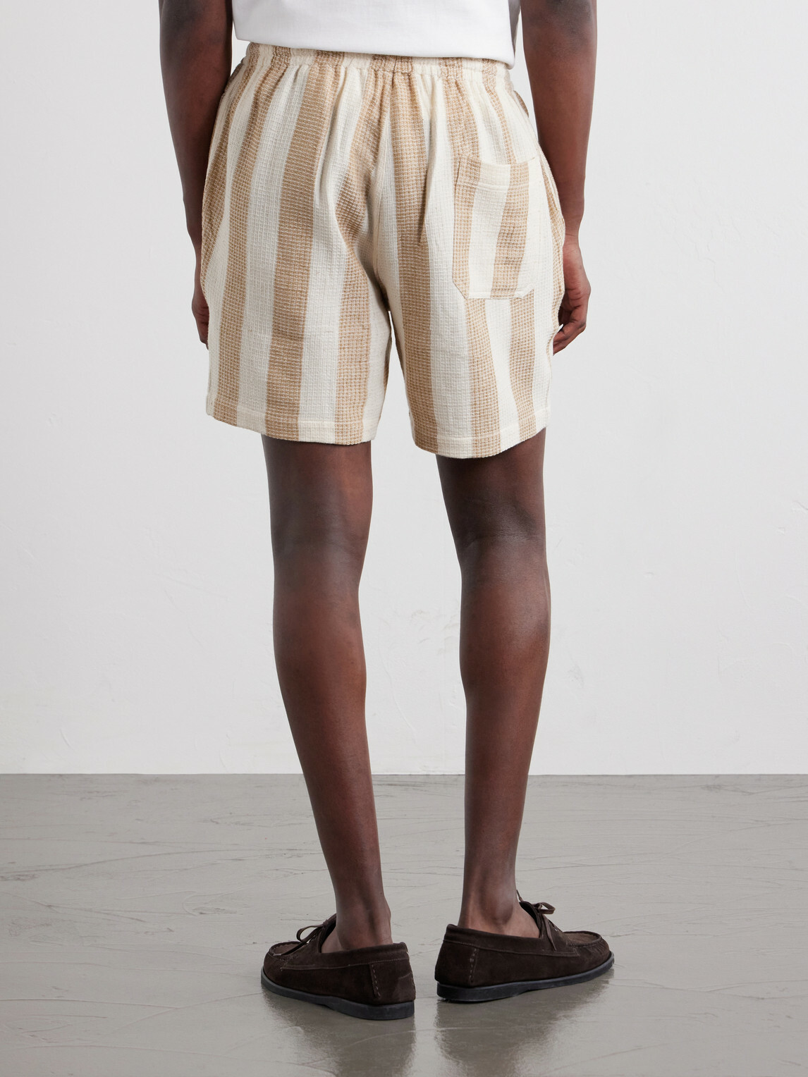 Kardo - Olbia Straight-Leg Striped Cotton Drawstring Shorts - Neutrals