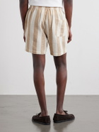 Kardo - Olbia Straight-Leg Striped Cotton Drawstring Shorts - Neutrals