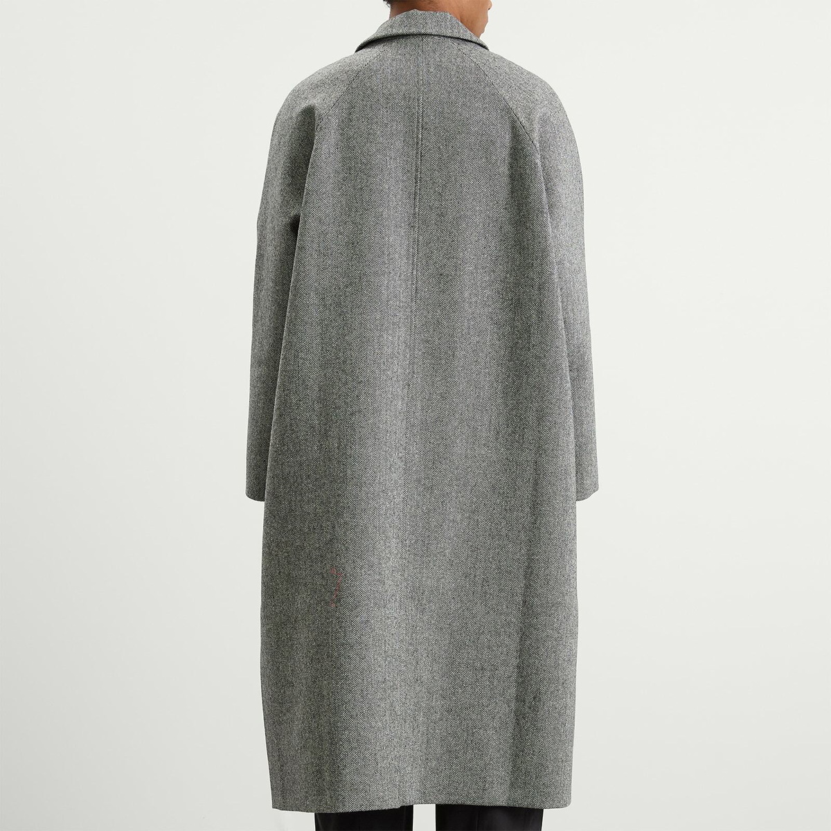 Sage Nation Men's Takeshi Overcoat in Black And White Herringbone