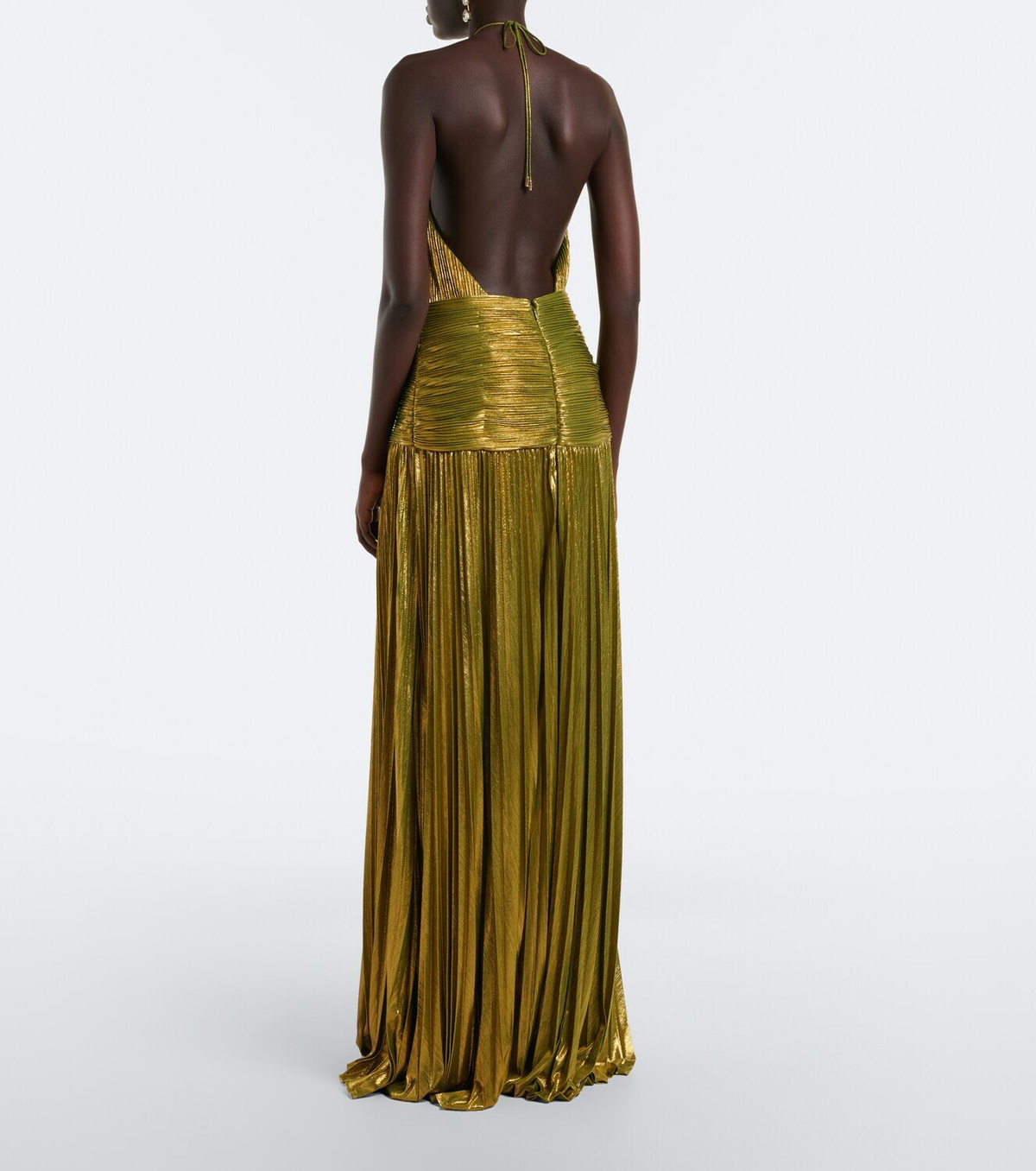 Retrofête Thalia plissé halterneck gown