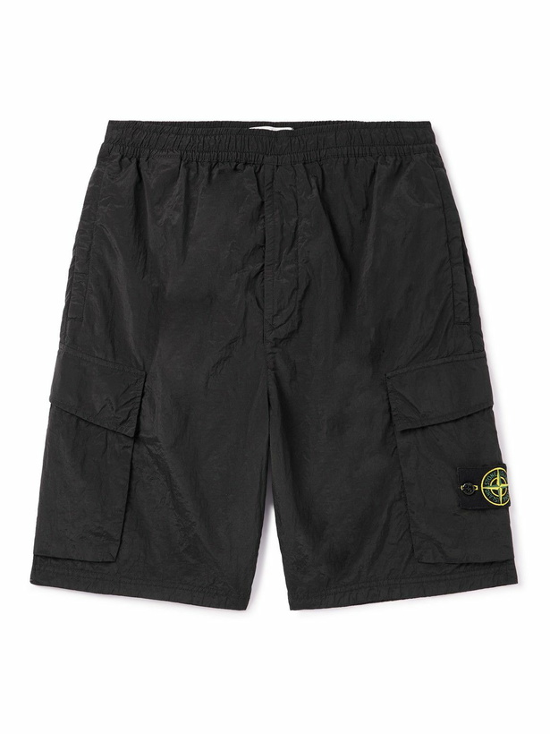 Photo: Stone Island - Straight-Leg Logo-Appliquéd Nylon Metal Cargo Shorts - Black