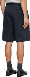nanamica Navy Double Pleated Chino Shorts