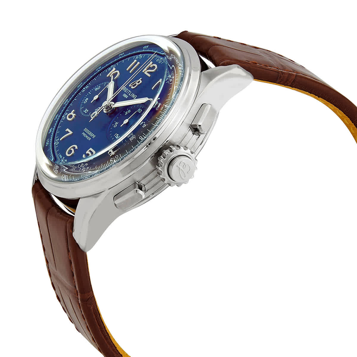 Breitling Premier B15 Duograph Chronograph Hand Wind Blue Dial Mens Watch AB1510171C1P1