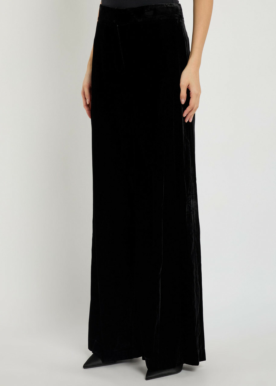 Veronica Beard Alex Wide-leg Velour Trousers Black
