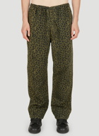 Leopard Print Flocked Pants in Green