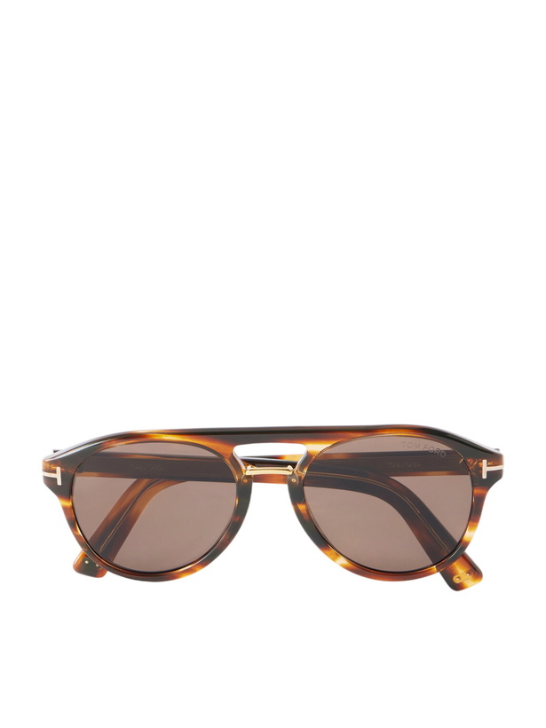 Photo: TOM FORD - Icon Double-Bridge Aviator-Style Acetate Sunglasses - Brown