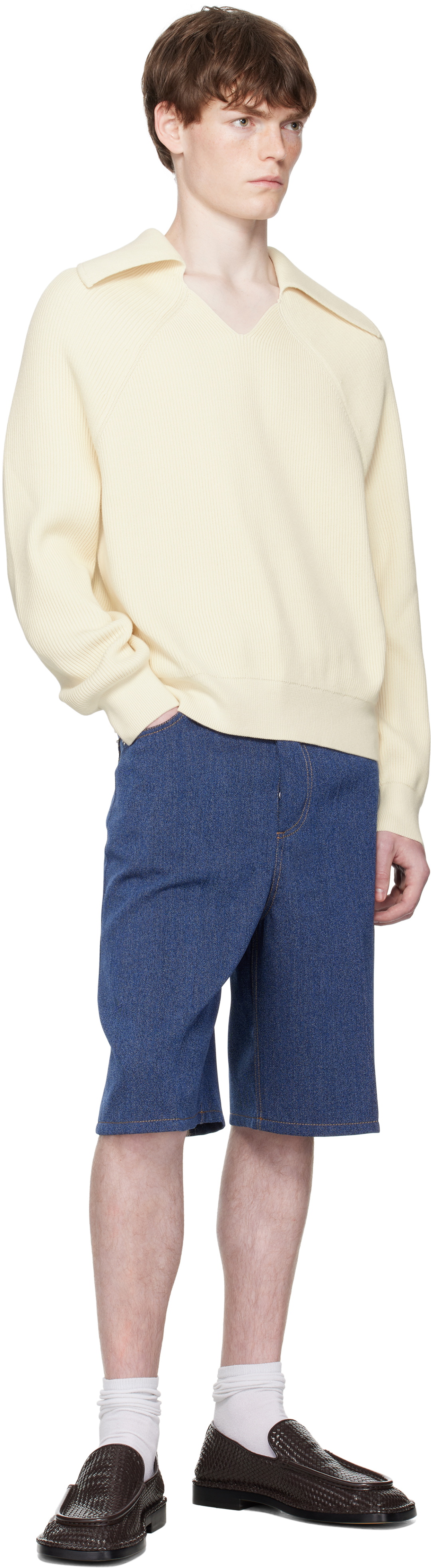 Bottega Veneta Blue Melange Drill Shorts