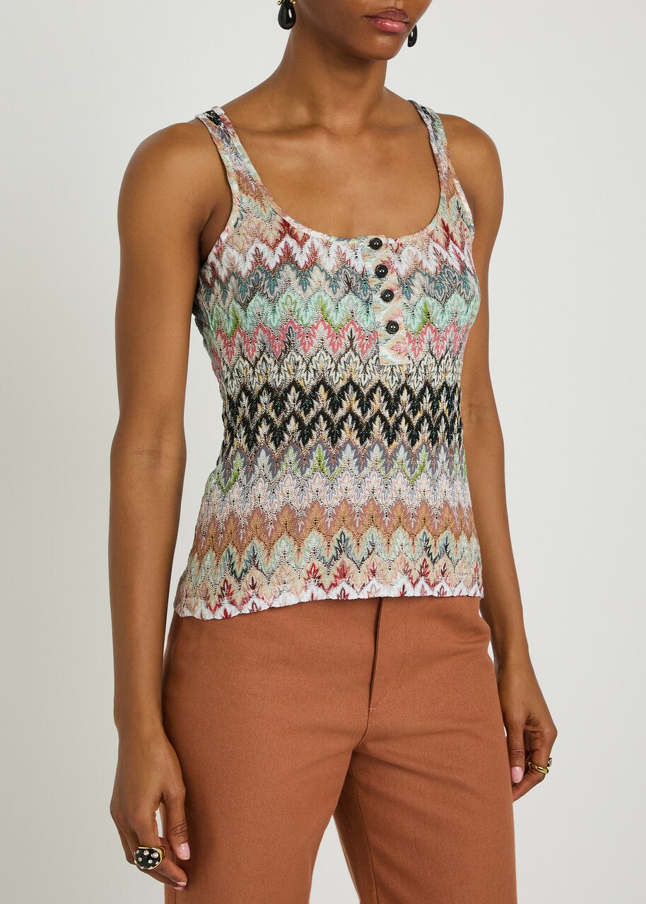 Missoni Patterned Metallic-knit Tank top Multicoloured 1