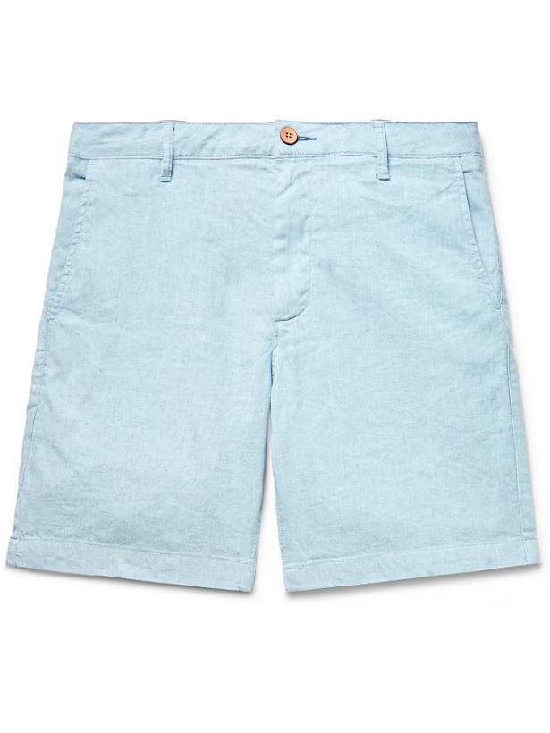 Photo: FAHERTY - Tradewinds Slim-Fit Mélange Slub Linen-Blend Shorts - Blue