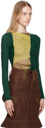 Paula Canovas Del Vas Yellow & Green Paneled Long Sleeve T-Shirt