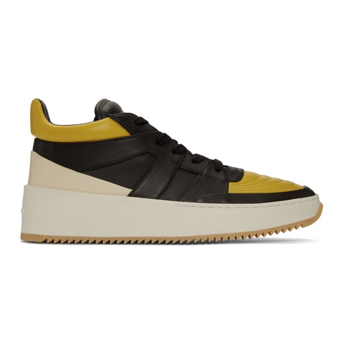 Photo: Fear of God Yellow and Black Basketball Mid-Top Sneakers