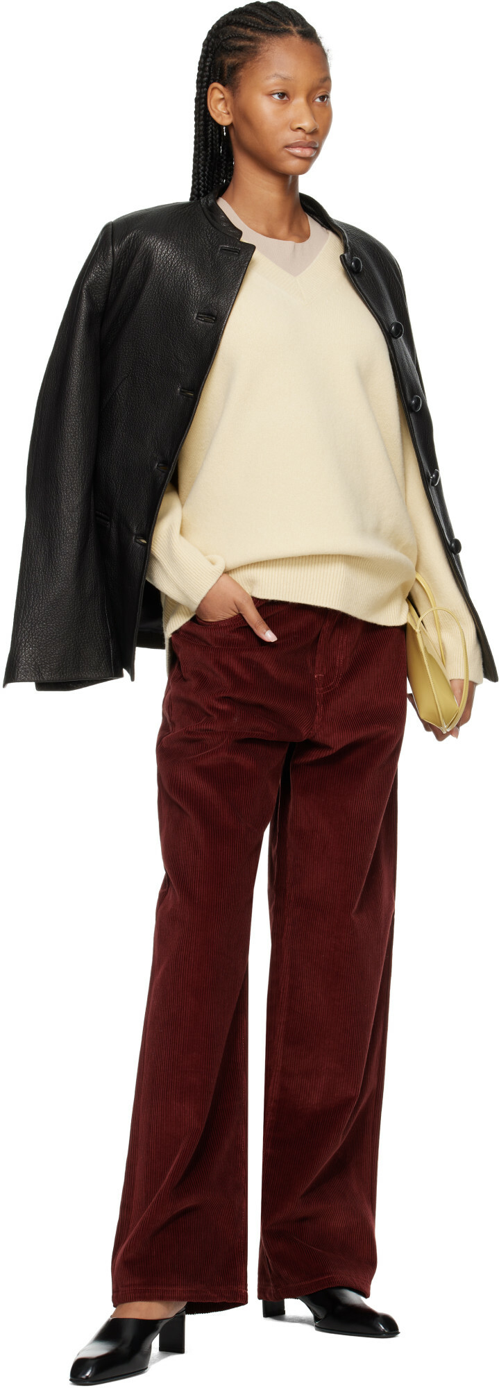 Róhe Yellow Classic V-Neck Sweater