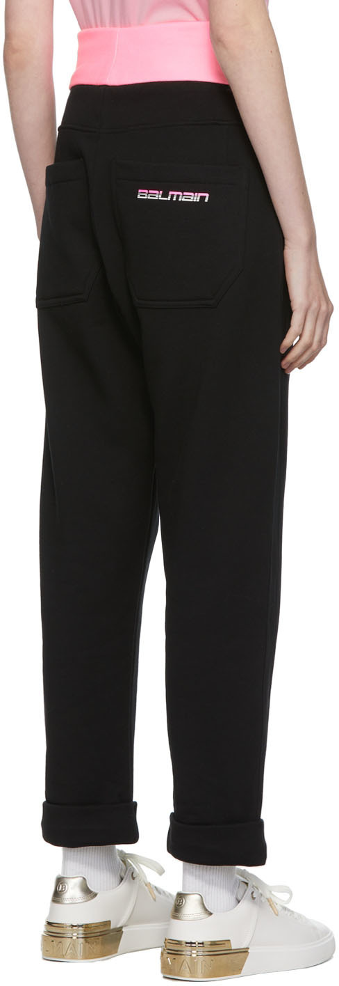 Balmain Black & Pink Fleece Lounge Pants