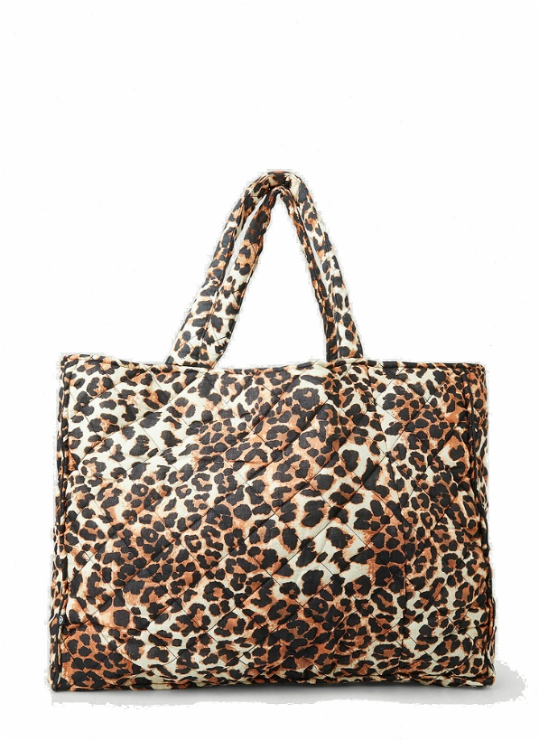 Photo: Cabas Leopard Print Quilted Tote Bag in Brown
