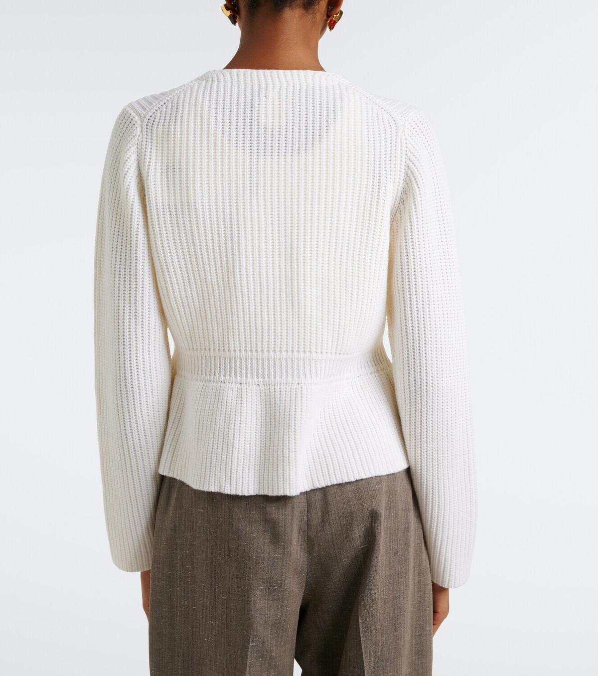 Jardin des Orangers Peplum wool and cashmere cardigan