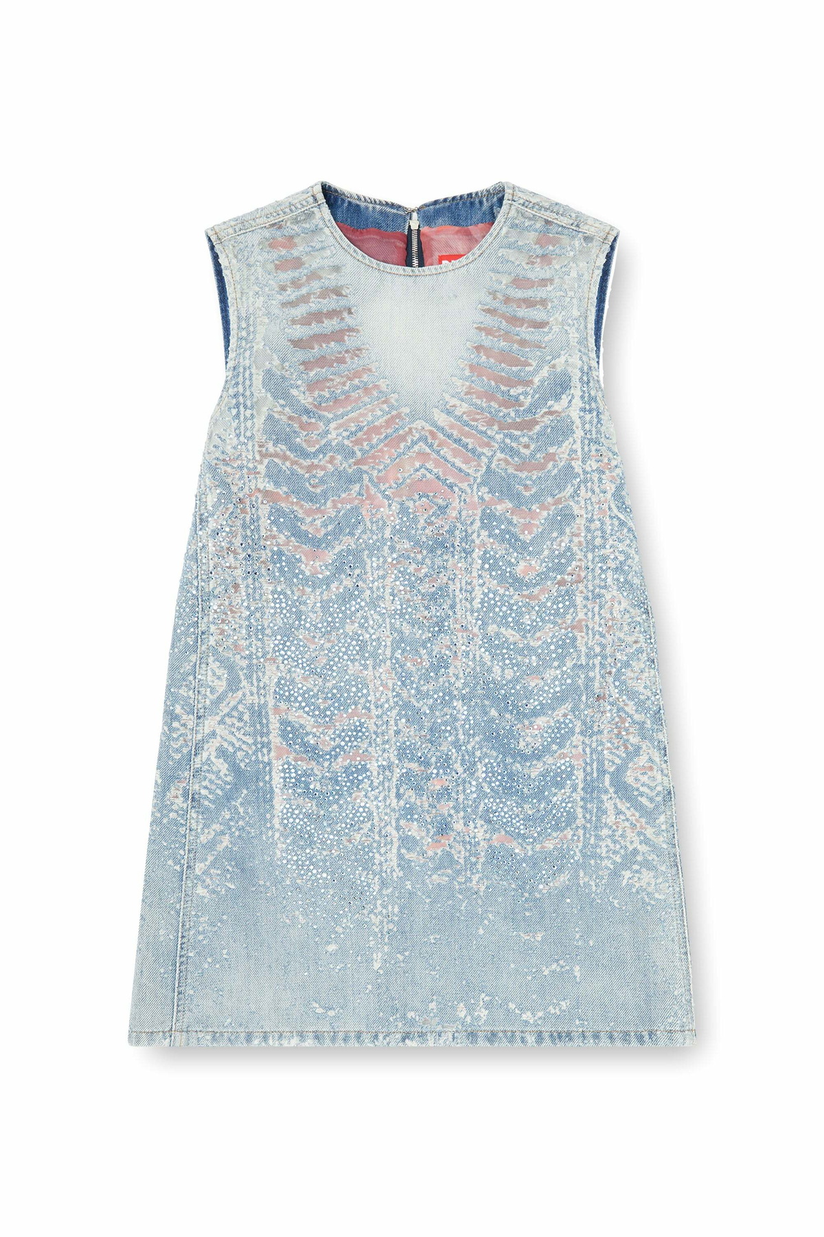 Diesel Mini dress in microstone devoré denim - Dresses Womens in Blue