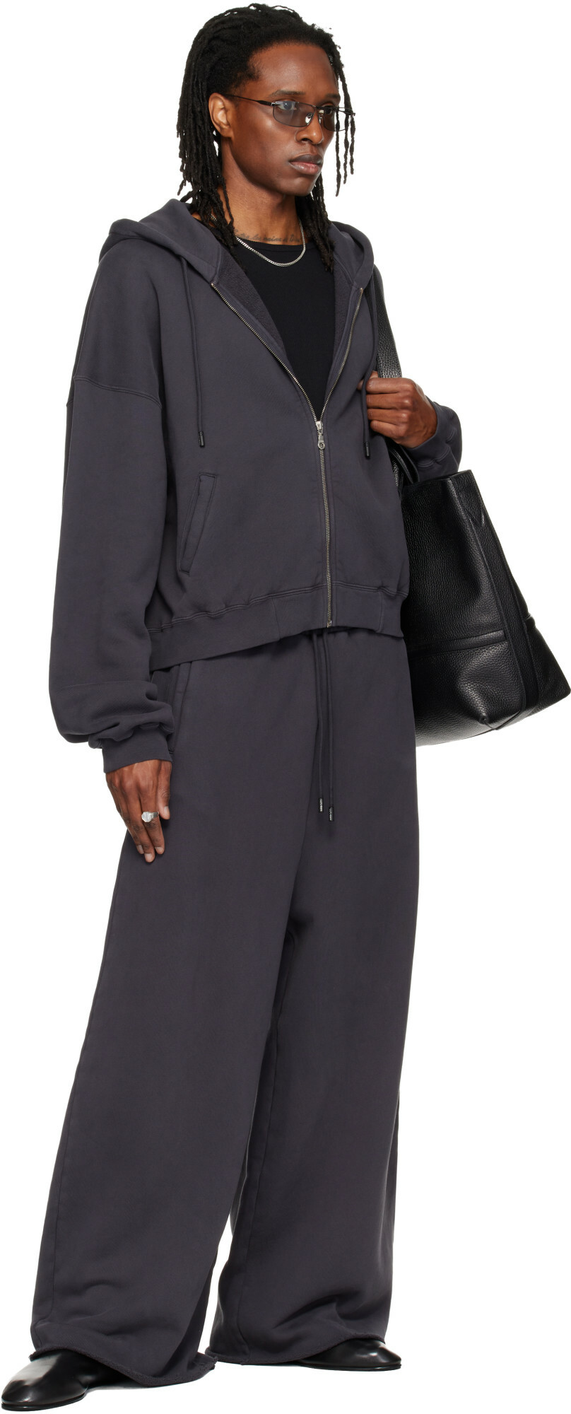 LU'U DAN Gray Raw-Cut Bontan Sweatpants