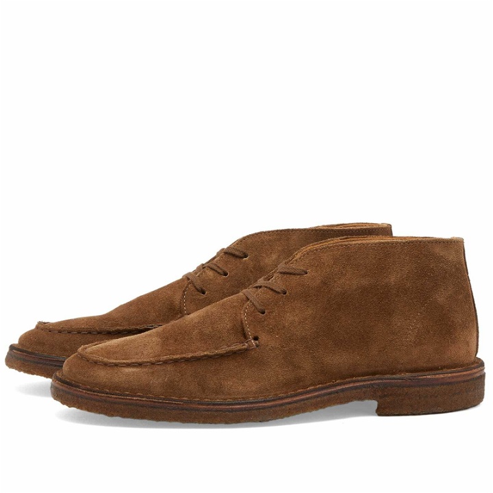 Photo: Drake's Men's Crosby Moc Toe Chukka Boot in Brown Suede