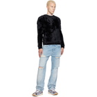 Marine Serre Black Wild Fluffy Knit Crewneck Sweater