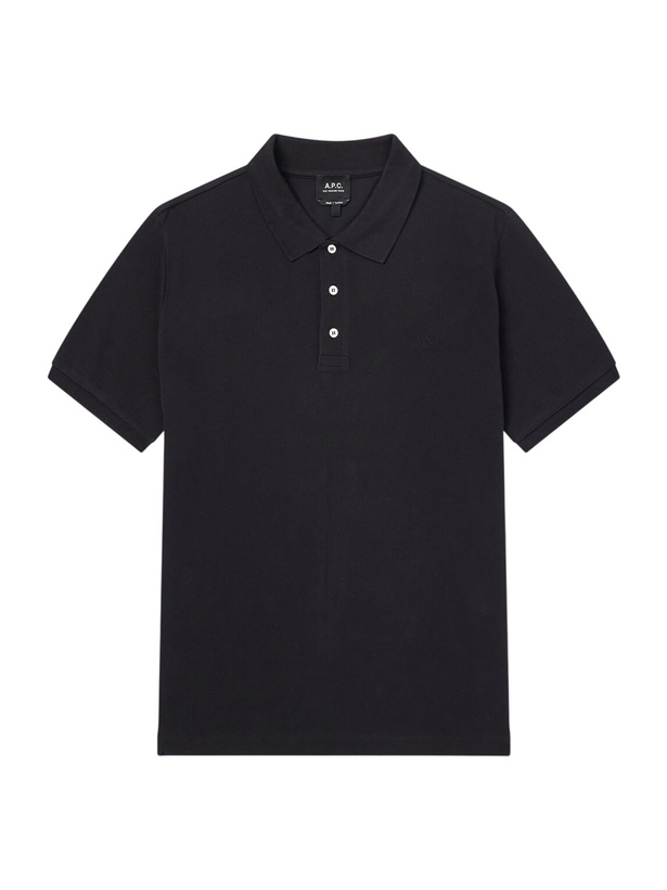 Photo: A.P.C. - Joe Cotton-Piqué Polo Shirt - Black