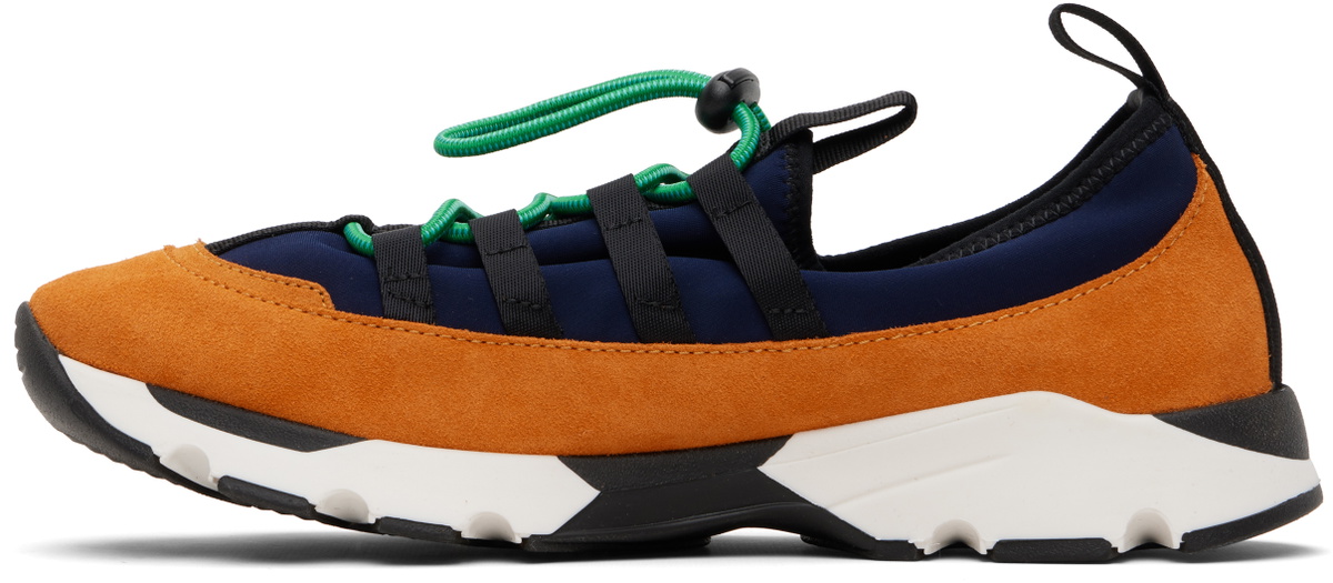 Marni Navy & Orange Lycra Lace-Up Running Sneakers