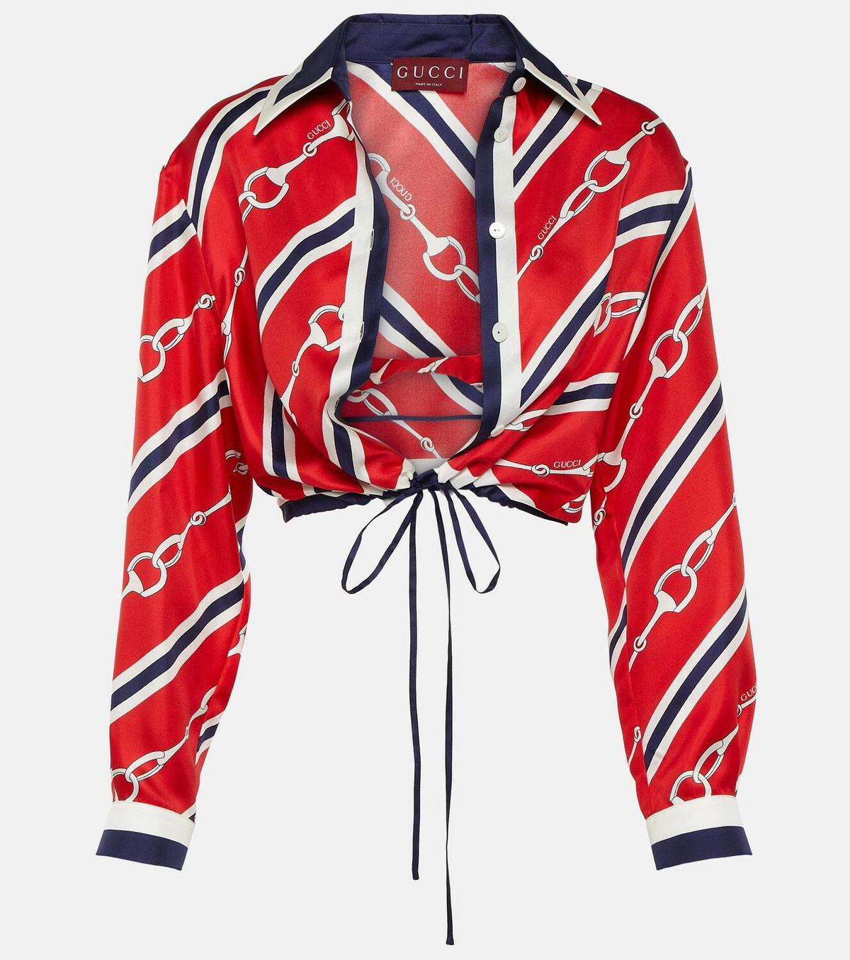 Gucci Horsebit cropped silk twill shirt Gucci