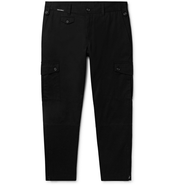 Photo: Dolce & Gabbana - Slim-Fit Cotton-Blend Twill Cargo Trousers - Black